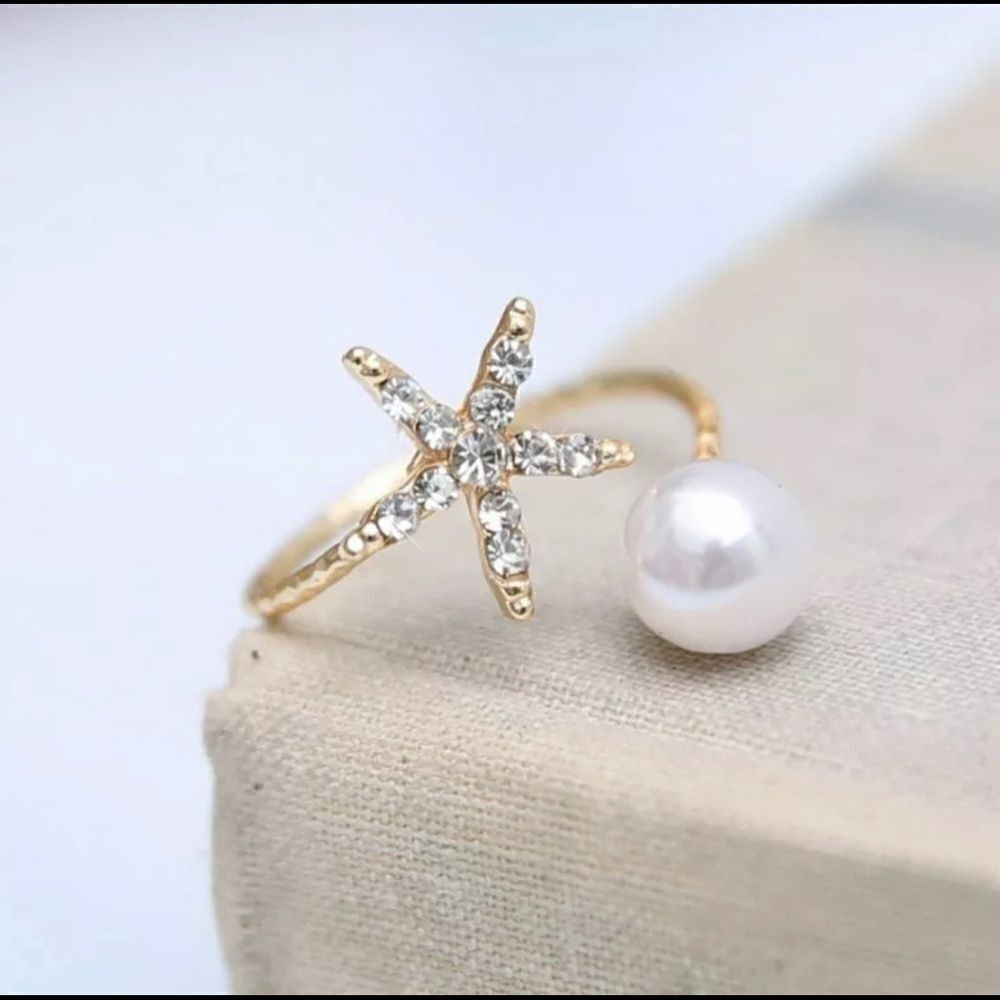 Pearl & Starfish Diamond Ring - Picture 2 of 3